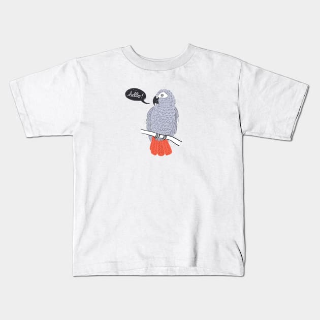 African Grey Kids T-Shirt by IllustratedActivist